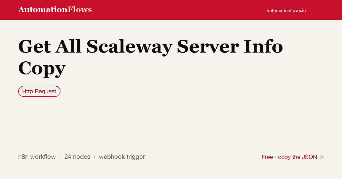 Fetch Scaleway Server Info via Webhook — n8n workflow card showing HTTP Request integration