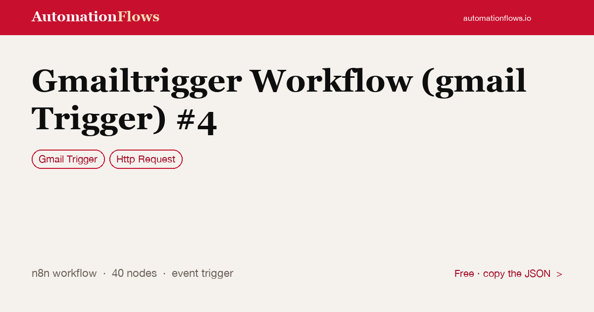 Gmailtrigger Workflow (gmail Trigger) #4 — n8n workflow card showing Gmail Trigger, HTTP Request integration