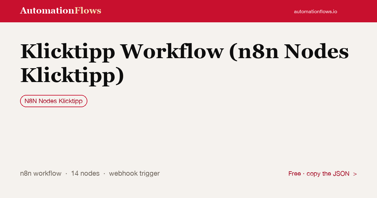 KlickTipp Contact Subscription Workflow — n8n workflow card showing N8N Nodes Klicktipp integration