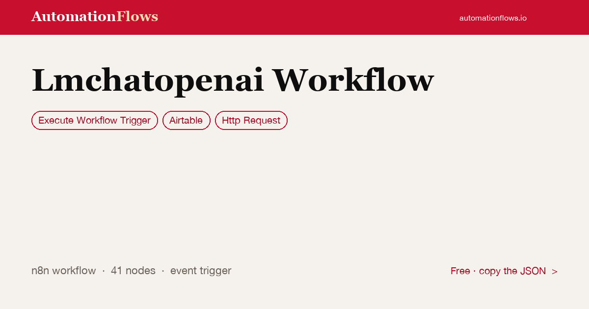 AI Chatbot with Airtable Integration — n8n workflow card showing Execute Workflow Trigger, Airtable, HTTP Request integration