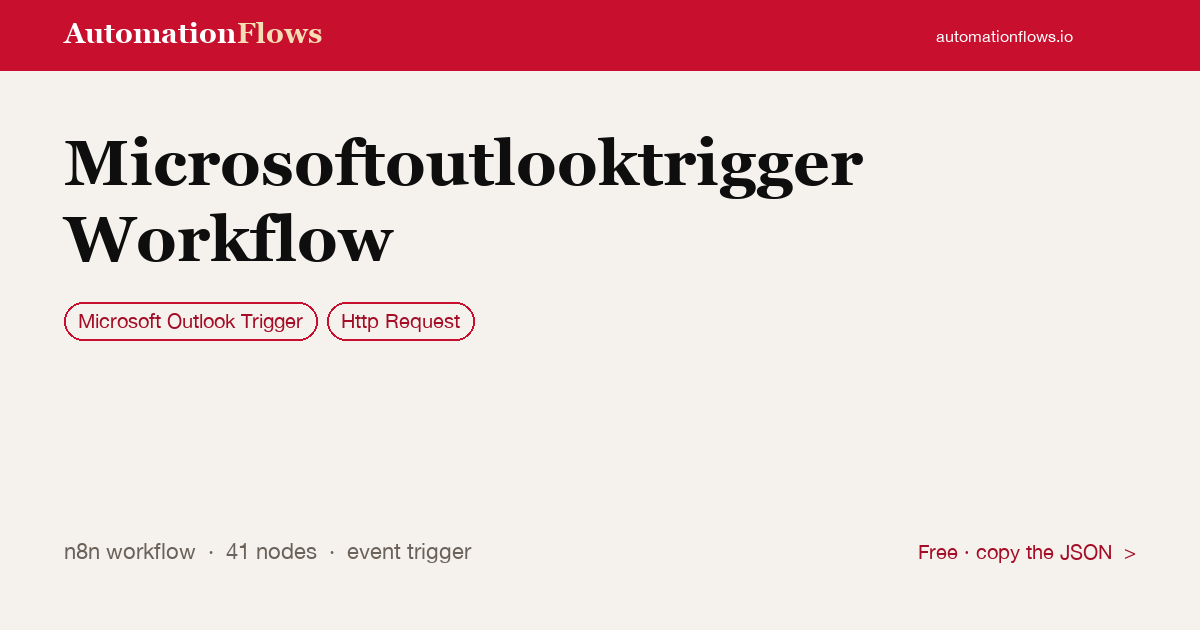 Microsoftoutlooktrigger Workflow — n8n workflow card showing Microsoft Outlook Trigger, HTTP Request integration