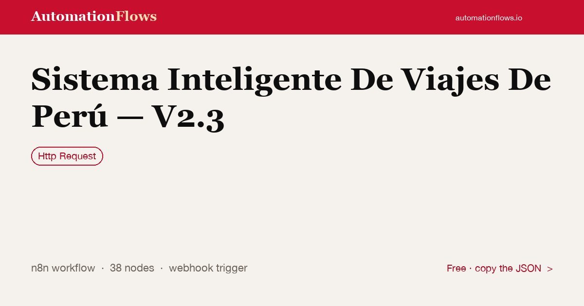 Sistema Inteligente De Viajes De Perú — V2.3 — n8n workflow card showing HTTP Request integration