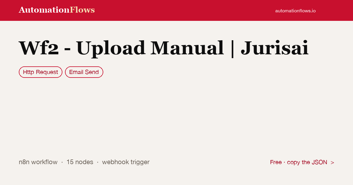 PDF Upload to Embeddings Workflow — n8n workflow card showing HTTP Request, Email Send integration