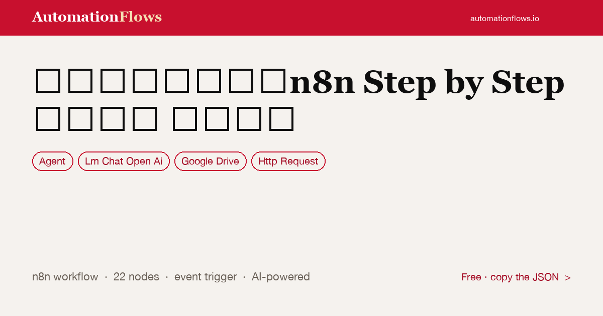 產品影片自動化，n8n Step by Step 教學｜ 省力工具 — n8n workflow card showing Agent, OpenAI Chat, Google Drive integration